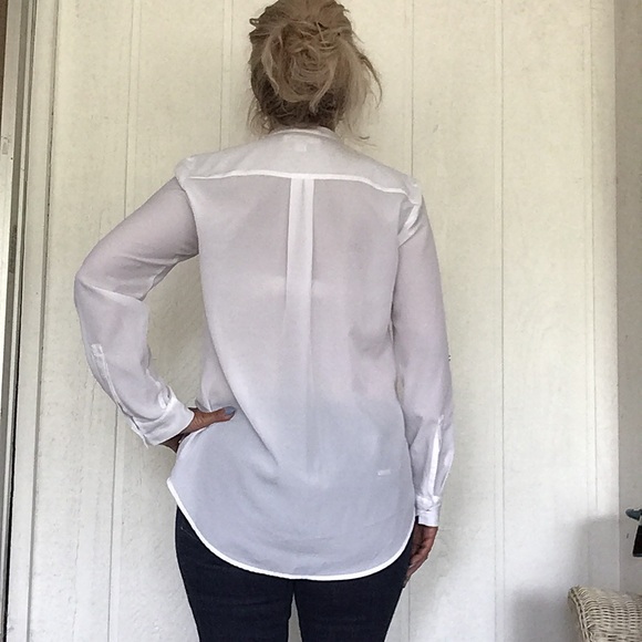 MICHAEL KORS WHITE TUXEDO BIB BLOUSE MEDIUM - Picture 5 of 16